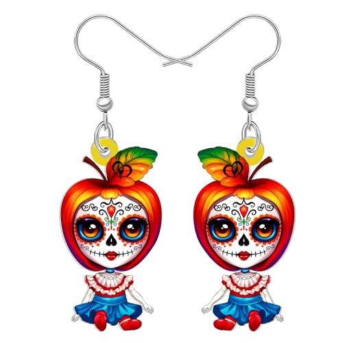 LONYOO Lustige Hexenohrringe für Damen Mädchen Acryl Halloween Ohrringe Hängend Hexenschmuck Gruselige Hexengeschenke für Halloween Kostüme Partei Zubehör (Orange) von LONYOO