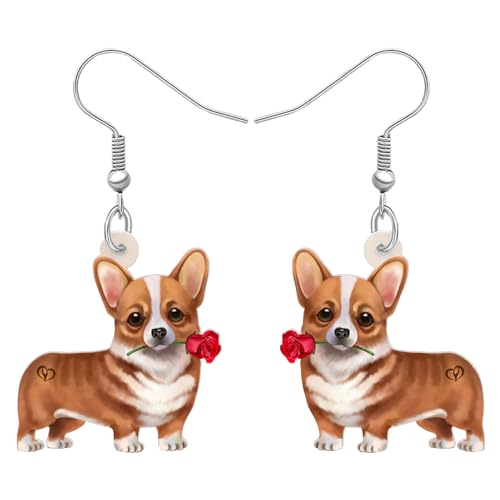 LONYOO Niedliche Corgi Hund Ohrringe Acryl Baumeln Haustiere Welpen Schmuck Corgi Geschenke für Corgi Liebhaber Frauen Mädchen Dekor (Valentinstag) von LONYOO