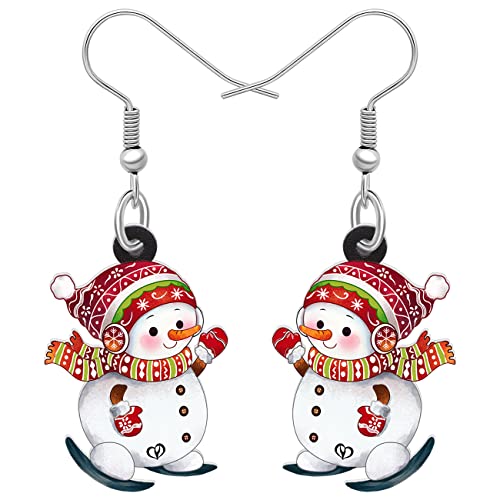 LONYOO Niedliche Weihnachten Schneemann Ohrringe Baumeln Charms Weihnachtsschmuck für Frauen Mädchen Festival Geschenke (Weiß) von LONYOO