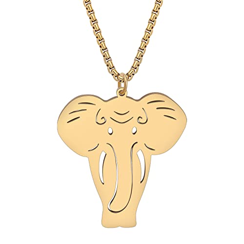 LONYOO Niedlicher Elefant Halskette Anhänger Schmuck Edelstahl Elefant Geschenke für Frauen Mädchen Zierliche Gold Halskette Charms (Vergoldet) von LONYOO