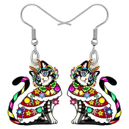 LONYOO Weihnachten Acryl Kätzchen Katze Ohrringe Dangle Anime Katze Schmuck für Mädchen Frauen Katze Geschenke (Multicolor) von LONYOO