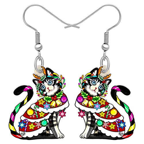 LONYOO Weihnachten Acryl Kätzchen Katze Ohrringe Dangle Anime Katze Schmuck für Mädchen Frauen Katze Geschenke (Multicolor) von LONYOO
