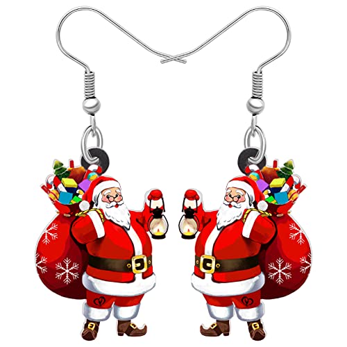 LONYOO Weihnachten Weihnachtsmann Ohrringe Baumeln Charms Weihnachten Schmuck für Frauen Mädchen Festival Geschenke (Rot) von LONYOO