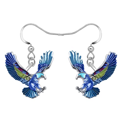 LONYOO Zinklegierung Flying Eagle Adler Ohrringe Dangle Jewelry Emaille Hawk Ohrringe für Frauen Mädchen Charms Vogel Geschenke (Blau) von LONYOO