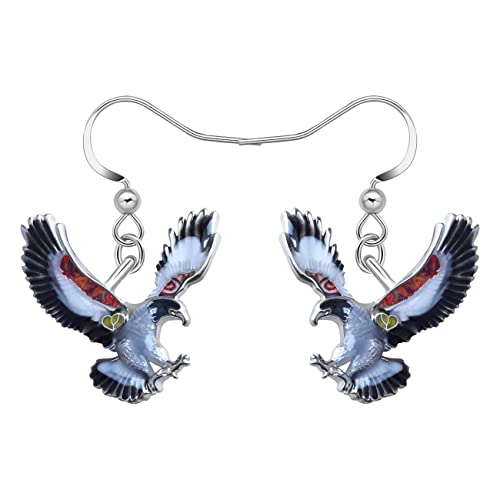 LONYOO Zinklegierung Flying Eagle Adler Ohrringe Dangle Jewelry Emaille Hawk Ohrringe für Frauen Mädchen Charms Vogel Geschenke (Schwarz) von LONYOO