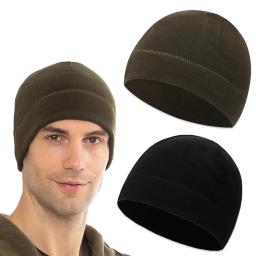 LONZIKP 2 Stück Multifunktionale Fahrradmütze Unter Helm Baumwolle Laufmütze Wintermütze Skull Cap Helmfutter für Herren Damen von LONZIKP