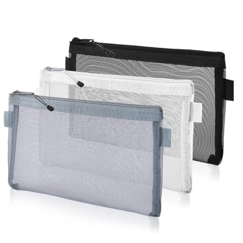 LONZIKP 3 Stück Federmäppchen Nylon-Netzstoff Zip Mesh Reißverschluss Beutel Stifteetui Exam Pencil Pouch Tragbares Schreibwarenetui für Schule Bürobedarf Kosmetik Aufbewahrungsbeutel (Transparente) LONZIKP 3 Stück Federmäppchen Nylon-Netzstoff Zip Mesh Reißverschluss Beutel Stifteetui Exam Pencil Pouch Tragbares Schreibwarenetui für Schule Bürobedarf Kosmetik Aufbewahrungsbeutel (Transparente) von LONZIKP