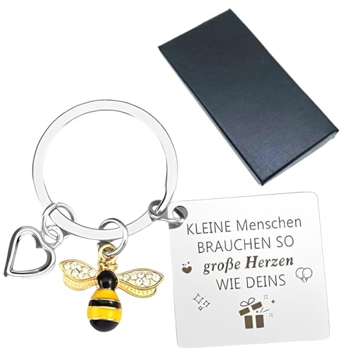 LONZIKP Erzieherin Geschenk Schlüsselanhänger mit Herz als Dankeschön für Lehrerin Tagesmutter Lehrer Abschiedsgeschenk Grundschule von LONZIKP
