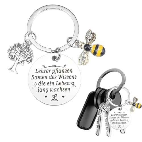 LONZIKP Lehrer Geschenk Schlüsselanhänger für Lehrerin als Dankeschön zum Abschied Erzieher Geschenke Grundschule Samen des Wissens von LONZIKP