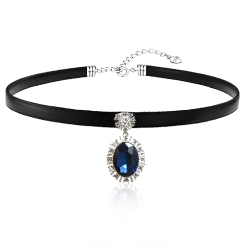 LONZIKP Trachtenschmuck Damen Kropfband Blau für Oktoberfest Schmuck Dirndl Halskette Traditionelle Trachtenkette von LONZIKP