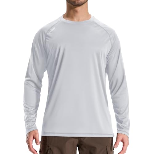 LOOGU Herren UPF50+ Sonnenschutz Rashguard Raglan Langarm Shirt Leichtes Atmungsaktives Quick Dry Outdoor Shirt für Surfen, Laufen, Angeln, Wandern von LOOGU