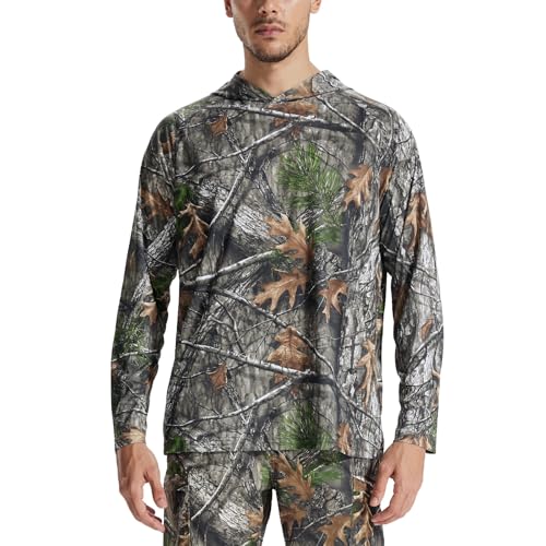 LOOGU UPF 50+ UV Shirt für Herren mit Kapuze UV-Schutz Wasser Rashguard Langarm Shirt Schnelltrocknend zum Angeln Surfen von LOOGU