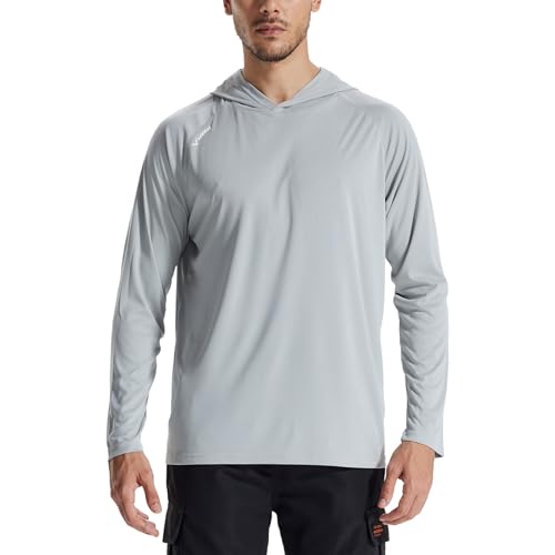 LOOGU UPF 50+ UV Shirt für Herren mit Kapuze UV-Schutz Wasser Rashguard Langarm Shirt Schnelltrocknend zum Angeln Surfen von LOOGU