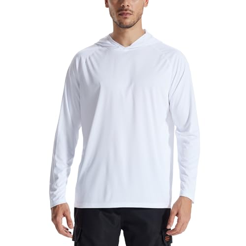 LOOGU UPF 50+ UV Shirt für Herren mit Kapuze UV-Schutz Wasser Rashguard Langarm Shirt Schnelltrocknend zum Angeln Surfen von LOOGU