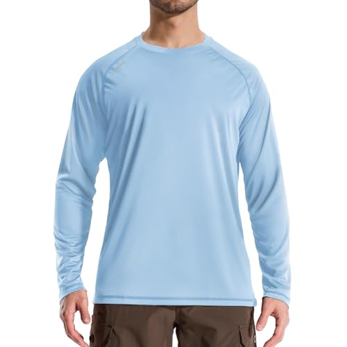 LOOGU Herren UPF50+ Sonnenschutz Rashguard Raglan Langarm Shirt Leichtes Atmungsaktives Quick Dry Outdoor Shirt für Surfen, Laufen, Angeln, Wandern von LOOGU
