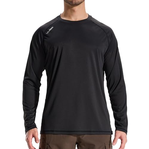 LOOGU Herren UPF50+ Sonnenschutz Rashguard Raglan Langarm Shirt Leichtes Atmungsaktives Quick Dry Outdoor Shirt für Surfen, Laufen, Angeln, Wandern von LOOGU