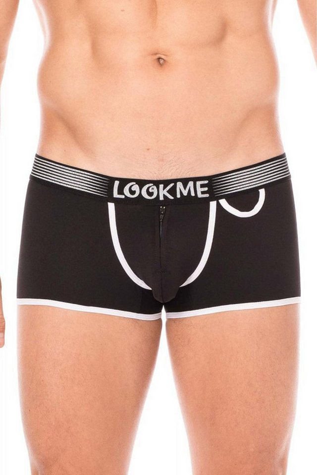 LOOK ME Boxershorts Schwarzer Herren Boxer Short aus dehnbarem, blickdichtem Stoff mit Rei von LOOK ME