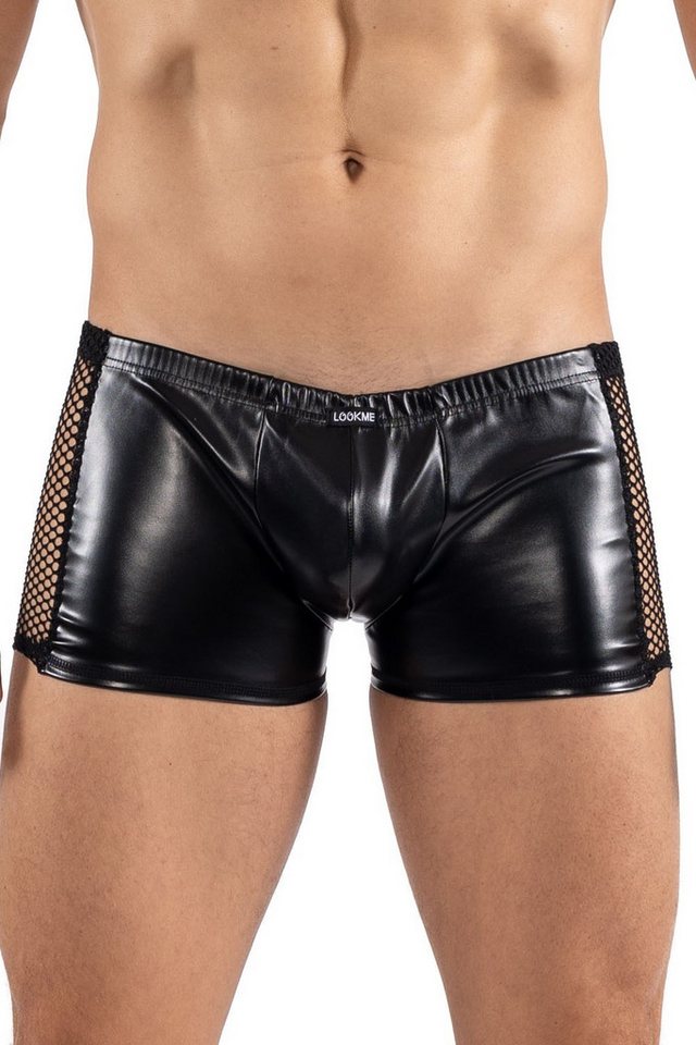 LOOK ME Boxershorts Schwarzer wetlook Herren Boxer Short mit seitlichen Netzmaterial elast von LOOK ME