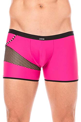 LOOK ME Herren Boxer Short in Magenta Blickdicht mit Netzeinsatz Männer Slip elastisch M von ルック ミィ