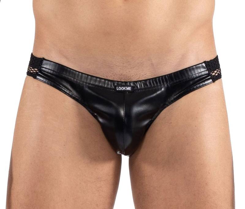 LOOK ME String Männer Wetlook-String mit Netz Herrenstring Kunstleder Brief 2401-61 von LOOK ME