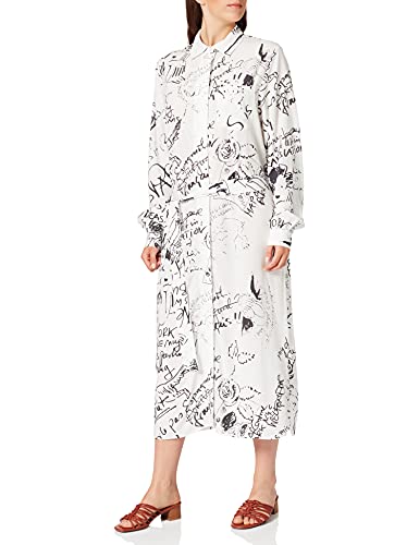 LOOKS BY WOLFGANG JOOP Damen Bedrucktes langem Ärmel Lässiges Kleid, weiß, Regular von LOOKS BY WOLFGANG JOOP