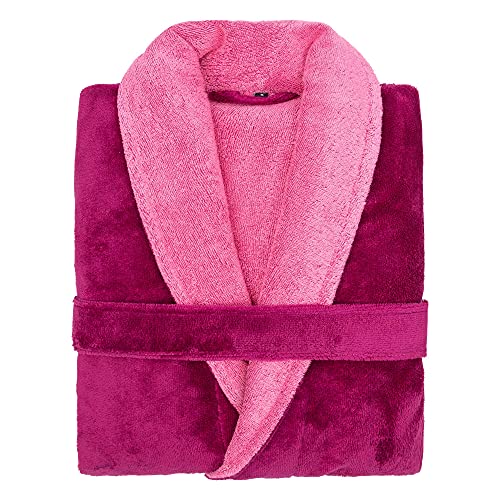 LOOKS BY WOLFGANG JOOP Bademantel L, Bademantel Damen Frottee, Frauen Morgenmantel beere mit Schalkragen, hochwertige Baumwollmischung von LOOKS BY WOLFGANG JOOP
