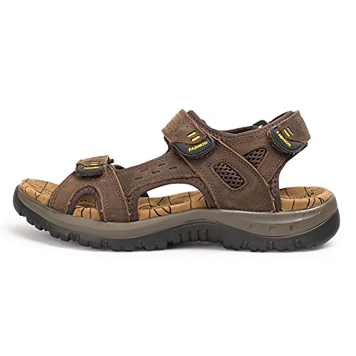 LOOMLO Herren-Sandalen Wandern, Strandrutschen, wasserdicht, Sommer, offene Zehenpartie, athletische Outdoor-Sandale (Farbe: Dunkelbraun, Größe: 44) von LOOMLO