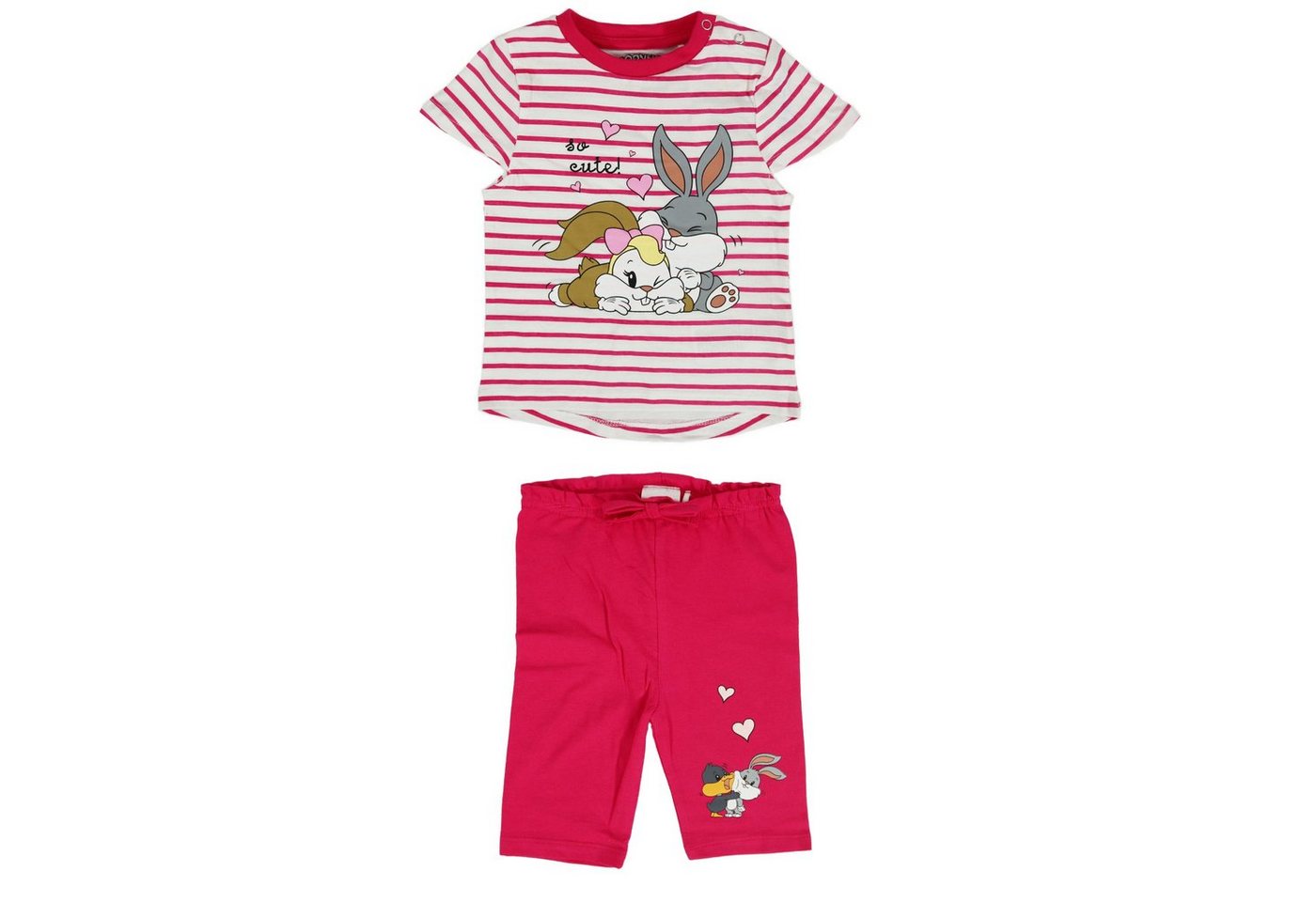 LOONEY TUNES Print-Shirt Bugs und Lola Bunny Baby Mädchen Sommerset Shorts plus T-Shirt Gr. 62 bis 86 von LOONEY TUNES