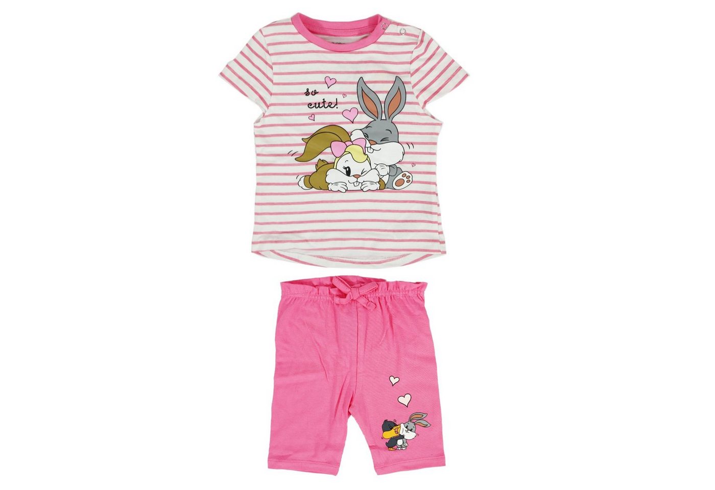 LOONEY TUNES Print-Shirt Bugs und Lola Bunny Baby Mädchen Sommerset Shorts plus T-Shirt Gr. 62 bis 86 von LOONEY TUNES