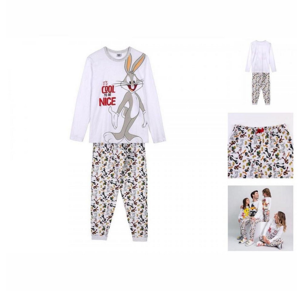 LOONEY TUNES Pyjama Damen Langarm Pyjama 2 Teiler Schlafanzug Nachtwäsche Looney Tunes Gra von LOONEY TUNES