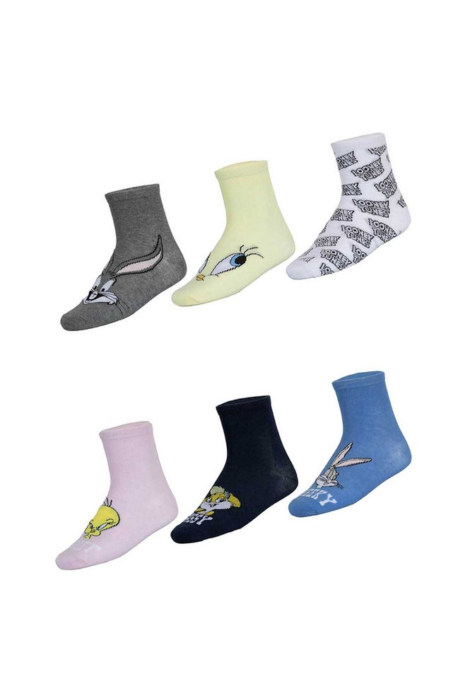 LOONEY TUNES Socken Damen Socken 6er Pack Baumwolle Cartoon (6-Paar) von LOONEY TUNES
