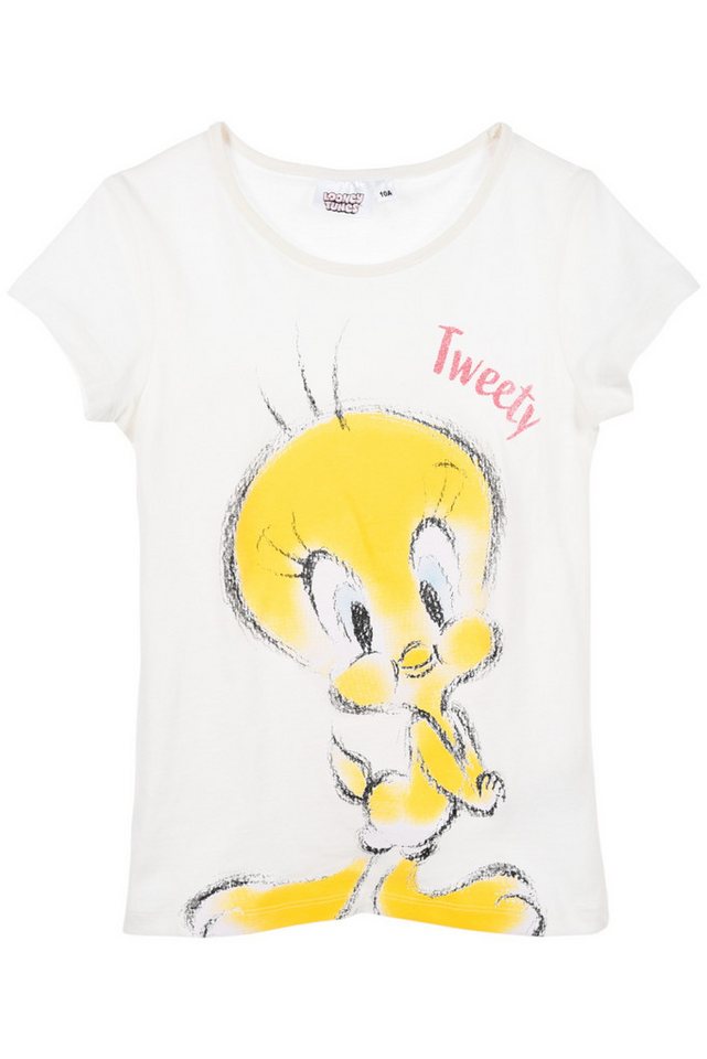 LOONEY TUNES T-Shirt Tweety mit Glitzer Mädchen Jersey Kurzarmshirt Gr. 140 - 176 cm von LOONEY TUNES