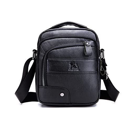 Umhängetasche aus Echtem Leder Herren Casual Fashion Crossbody Tasche Multifunktionaler Taschenbeutel Business-Arbeitsstudium Kleiner Rucksack von LOONGYOON