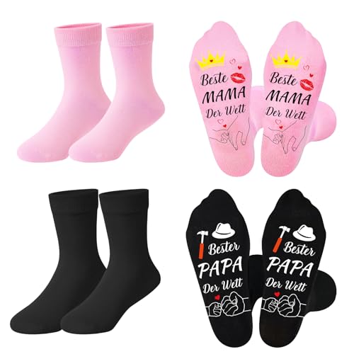 LOOPES Geschenke für PAPA MAMA, 2 Paar Mama Papa Socken Geburtstag Geschenk Bester MAMAPAPA der Welt Lustige Socken Beste Papa Mama Kuschelsocken Geschenke für Männer Frauen Eltern Muttertag Vatertag von LOOPES