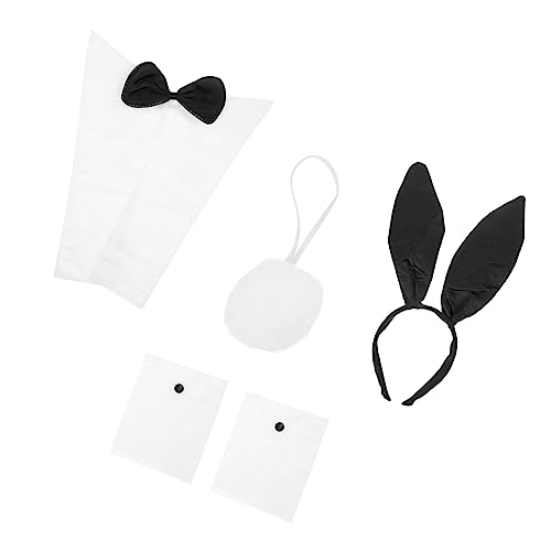 LOORGVEL 1 Satz Kaninchen Stirnband Set Bienenkaninchen Topfdeckelhalter Desktop-Puppen Zweige Hasen-Kostümset Hasenohren Haarreif Cosplay-Kragen- Kaninchen-Cosplay-Stütze Tuch von LOORGVEL
