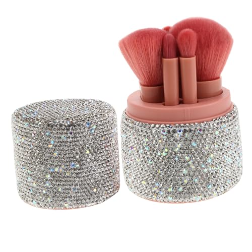 LOORGVEL 1 Set Bling Strass Make-up Pinsel Set Kristalle Gesicht Make-up Pinsel Tragbare Mini Kosmetik Beauty Tool Kit Mit Halter Für Foundation Lidschatten Lip Rouge von LOORGVEL