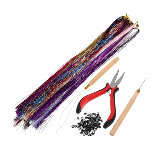 LOORGVEL 1satz Glitzer Haarsträhnen Für Frauen Und Mädchen Farben Installieren Für Partys Und Cosplay Inkl Zubehör Wie Häkelnadel Und Microringen von LOORGVEL