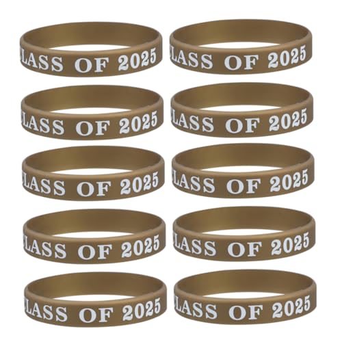 LOORGVEL 10 Stück Class Of Silikonarmbänder Graduation Party Armbänder Bunte Gummiarmbänder für Damen Herren Teenager Komfortabel Stretchig von LOORGVEL