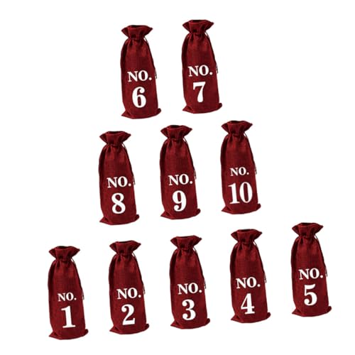 LOORGVEL 10 Stück Jute Weintaschen mit Kordelzug Stabile Flaschen Geschenktüten aus Robustem Jutestoff für Weinflaschen Hochzeitsgeschenke und Festliche Anlässe Mehrfarbig Langlebig und von LOORGVEL