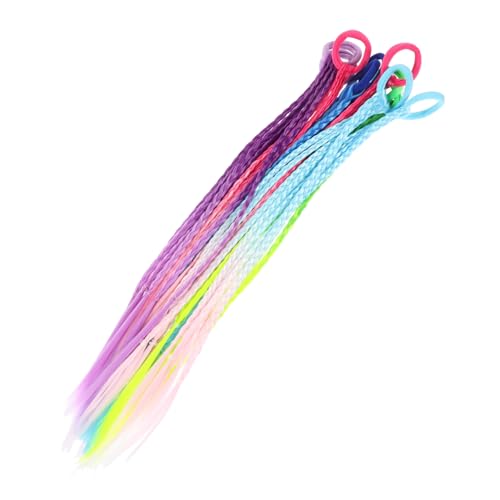 LOORGVEL 10 Stück Teiliges Bunte Haargummis für Mädchen Lange Geflochtene Ponytail Extensions Farbverlaufende Haarteile für Zöpfe Hautfreundlich für Partys und Alltag von LOORGVEL