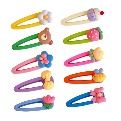 LOORGVEL 10 Stück Teiliges Cartoon Haarschmuck Set für Mädchen Bunte Kleine Haarspangen aus Harz und Sichere Haarnadeln für Vielseitig Einsetzbar für Geburtstage und Alltag von LOORGVEL
