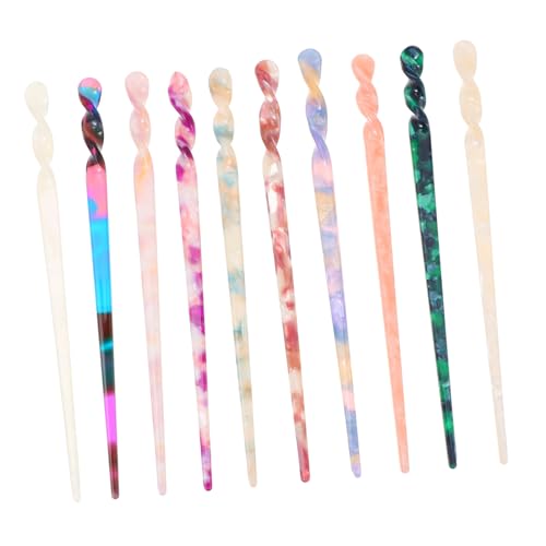 LOORGVEL 10 Stück Teiliges Chinesischer Haarnadeln aus Acetat Kreative Traditionelle Haarstäbchen mit Gemischtem Muster Elegantes Haaraccessoire für Frauen Geeignet für Party Cosplay und von LOORGVEL