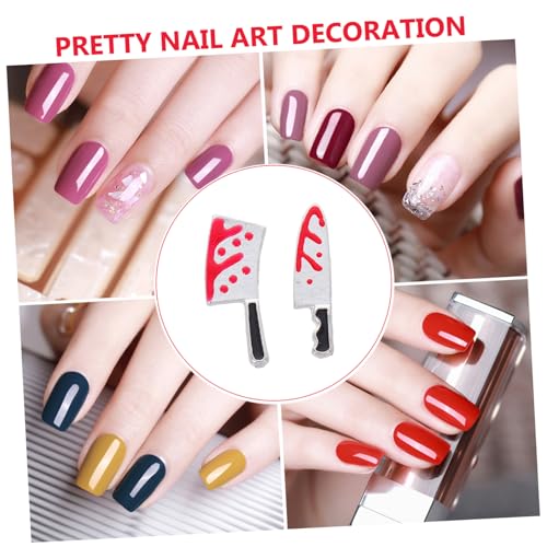 LOORGVEL 10 Stück Teiliges Halloween Nagelcharms mit Blutigen Messer Motiven Metall Nail Art Deko DIY Nagelschmuck für Gruselige Naildesigns zu Halloween Party und Festlichen Anlässen von LOORGVEL