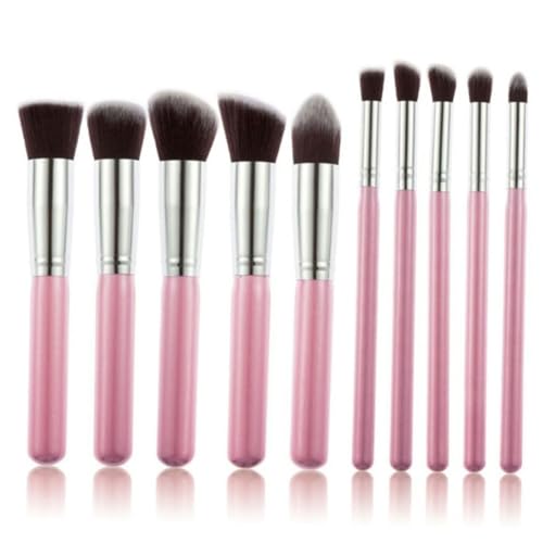 LOORGVEL 10 Stück Teiliges Make Up Pinsel Set Synthetische Borsten und Holzgriff Vielseitig für Tägliche Schminkanwendungen Handlich und Leicht Geeignet für Frauen und DIY Nutzer von LOORGVEL