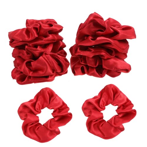 LOORGVEL 10 Stück Teiliges Rotes Haargummi Weihnachten Elastische Scrunchies aus Satinähnlichem Material Komfortable Haarbänder für Lockiges und Glattes Haar Festliche Haarschmuck für Damen von LOORGVEL