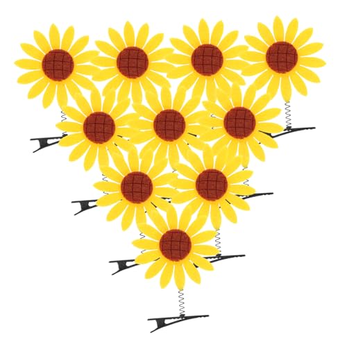LOORGVEL 10 Stück Teiliges Sonnenblumen Haarspangen Süße Blütenform Leichte Haarklammern für Mädchen Vielseitig Einsetzbar Robust und Verformungsbeständig Modisches Haarschmuck Accessoire von LOORGVEL