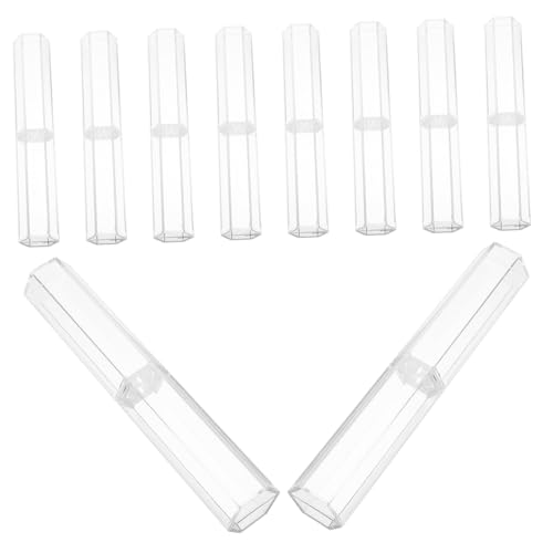 LOORGVEL 10 Stück Teiliges Transparente Sechseckige Kunststoff Stifteboxen Leichte Tragbare Federmäppchen für Füllfederhalter Leere Schreibgeräte Aufbewahrung und Displaybox für Schule und von LOORGVEL