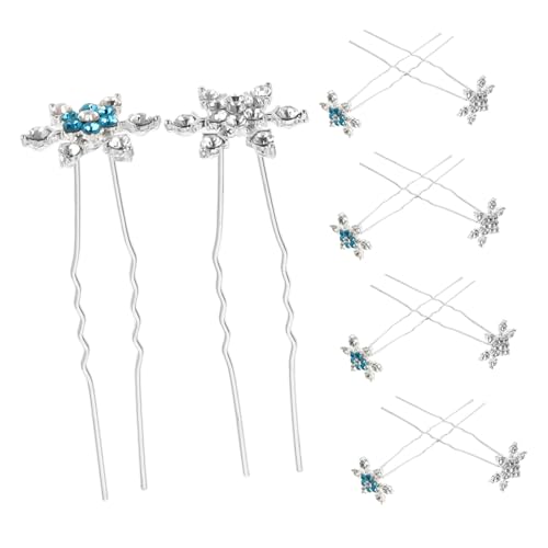 LOORGVEL 10 Stück Teiliges U Förmige Haarnadeln mit Funkelnden Strass Schneeflocken Stabile Metallhaarnadeln für Hochzeiten Braut Haarschmuck Vielseitig Einsetzbar für Damen und Mädchen von LOORGVEL