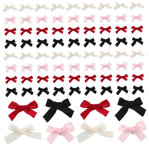 LOORGVEL 100 Stück Haarspangen mit Schleife Bunte Mini Ripsband Bowknot Clips Sitz Rutschfest Vielseitig für Flechtfrisuren Süße Haar Accessoires für Alltag und Events von LOORGVEL