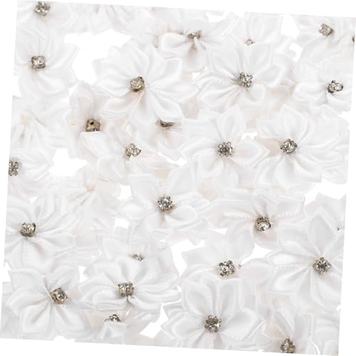 LOORGVEL 100 Stück Teiliges DIY Haarblumen mit Strasssteinen Multifunktionale Weiße Haarschmuck Dekorationen Haarnadeln Bastelmaterial für Haarspangen und Kopfschmuck Damen Mädchen von LOORGVEL